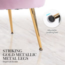 Armchair Lounge Chair Accent Velvet Shell Scallop + Round Ottoman Footstool PINK-8