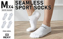 4X Rexy Seamless Sport Sneakers Socks Medium Non-Slip Heel Tab WHITE-2