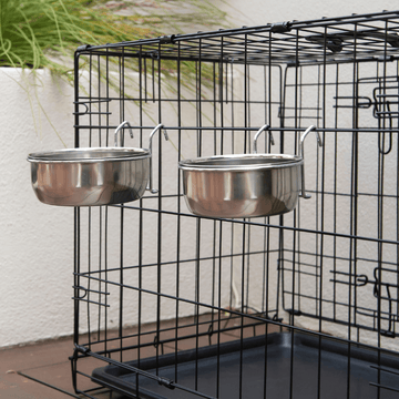 YES4PETS 2 x Stainless Steel Pet Rabbit Bird Dog Cat Water Food Bowl Feeder Chicken Poultry Coop Cup 591ml - 0