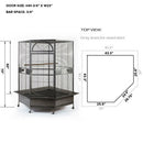 185cm XXL Corner Bird Cage Pet Parrot Aviary  Perch Castor Wheel-6