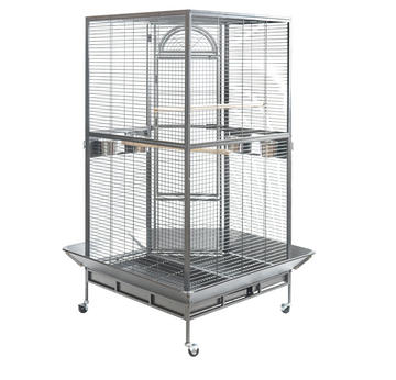 YES4PETS 161 cm XL Corner Bird Cage Pet Parrot Aviary Perch Castor Wheel Stand Black Silver - 0