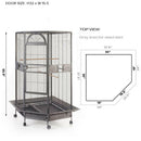 YES4PETS 161 cm XL Corner Bird Cage Pet Parrot Aviary Perch Castor Wheel Stand Black Silver-6