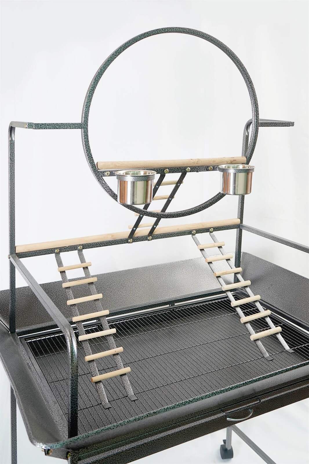 Large Bird Cage Parrot Playpen Gym Toy Stand With Ladder On Wheels - 0