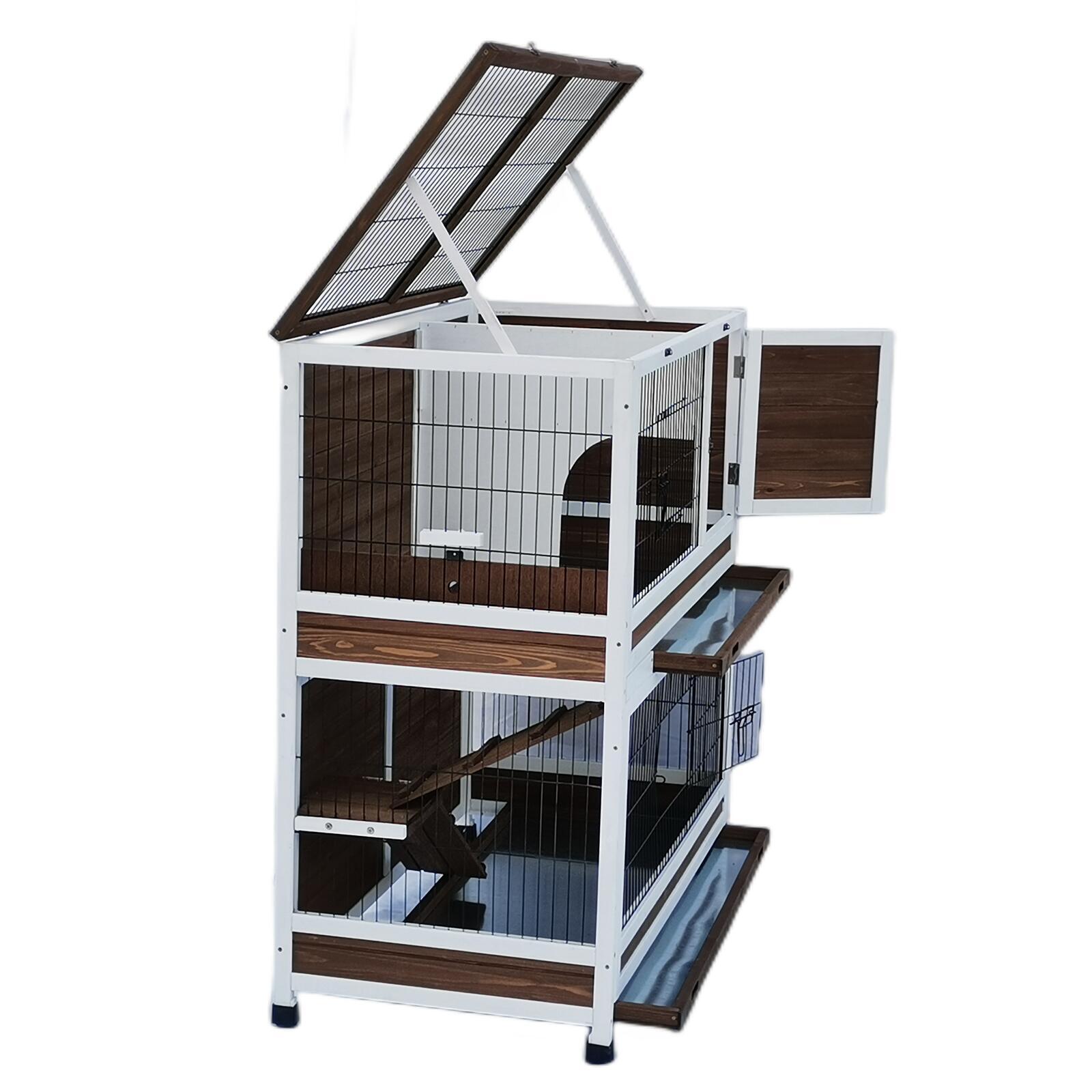 YES4PETS 118 cm XL Double Storey Rabbit Hutch Guinea Pig Cat Cage , Ferret cage Cat W Pull Out Tray - 0