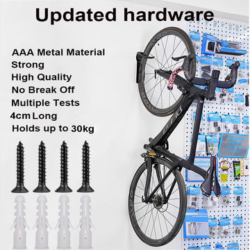 2x Bike Rack Garage Wall Mount Hanger Hooks Storage Bicycle Vertical for Indoor Shed with Screws - 0