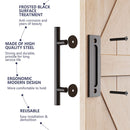 30cm Pull and Flush Barn Door Handle Square Handles set of Frosted Black Surface Round-2