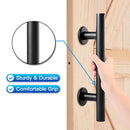 30cm Pull and Flush Barn Door Handle Square Handles set of Frosted Black Surface Round-4