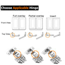 8 Pack 304 Stainless Steel Cabinet Hinges 100 Degree Soft Closing half Overlay Door Hinge Nickel Plated Finish-4