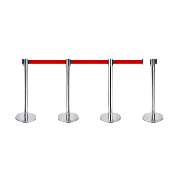 Retractable Queue Crowd Control Barriers | Silver Pole Red Belt