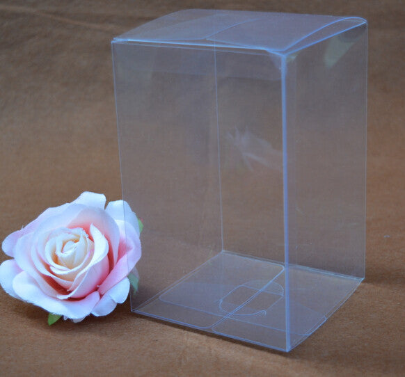 10 Pack of 8x8x10cm Clear PVC Plastic Folding Packaging Small rectangle/square Boxes for Wedding Jewelry Gift Party Favor Model Candy Chocolate Soap Box - 0