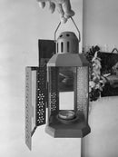 Dark Grey Metal Miners Lantern Summer Wedding Home Party Room Balconey Deck Decoration 21cm Tealight Candle-5