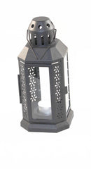 5 Pack of Dark Grey Metal Miners Lantern Summer Wedding Home Party Room Balconey Deck Decoration 21cm Tealight Candle-6