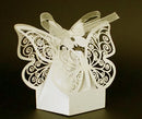 50 Piece Pack - Ivory Cream Butterfly Wedding Engagement Party Bomboniere Favour Lolly Gift Almond Card Box-2