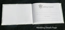 White Wedding Guest Book Register with Silver Pen Matching Stand Set 36 Lined Pages - Ivory Sach Ribbon Cover-3