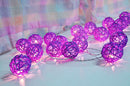 1 Set of 20 LED Cassis Purple 5cm Rattan Cane Ball Battery Powered String Lights Christmas Gift Home Wedding Party Bedroom Decoration Table Centrepiece-3