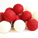1 Set of 20 LED Red White 5cm Cotton Ball Battery String Lights Christmas Gift Home Wedding Party Bedroom Decoration Outdoor Indoor Table Centrepiece-1