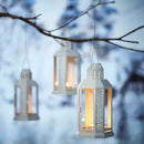 5 Pack of White Metal Miners Lantern Summer Wedding Home Party Room Balconey Deck Decoration 21cm Tealight Candle-2