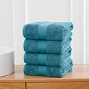 Linenland 4 Piece Cotton Bath Towels Set - Blue-4