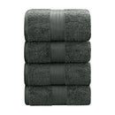 Linenland 4 Piece Cotton Bath Towels Set - Charcoal-1