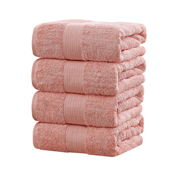Linenland 4 Piece Cotton Bath Towels Set - Coral - 0
