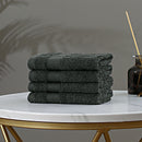 Linenland Bath Towel Set - 4 Piece Cotton Washcloths - Charcoal-3