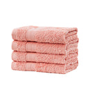 Linenland Bath Towel Set - 4 Piece Cotton Washcloths - Coral-2