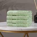 Linenland Bath Towel Set - 4 Piece Cotton Washcloths - Sage Green-4
