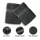 Linenland Bath Towel 4 Piece Cotton Hand Towels Set - Charcoal-3