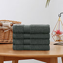 Linenland Bath Towel 4 Piece Cotton Hand Towels Set - Charcoal-4