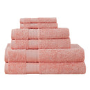 Luxury 6 Piece Soft and Absorbent Cotton Bath Towel Set - Coral-1