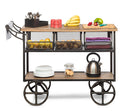 Retro Wooden Kitchen Island Trolley on Wheels with Storage Drawers-2