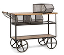 Retro Wooden Kitchen Island Trolley on Wheels with Storage Drawers-3