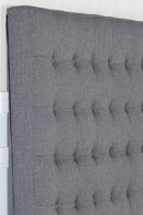 Bed Head King Charcoal Headboard Upholstery Fabric Tufted Buttons-5