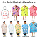 Girls Comfy Warm Blanket Hoodie with Sherpa Fleece Reverse Love Hearts-2