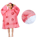 Girls Comfy Warm Blanket Hoodie with Sherpa Fleece Reverse Raspberry-1