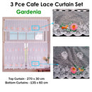 3 Pce Cafe Gardenia Lace Curtain Set-2