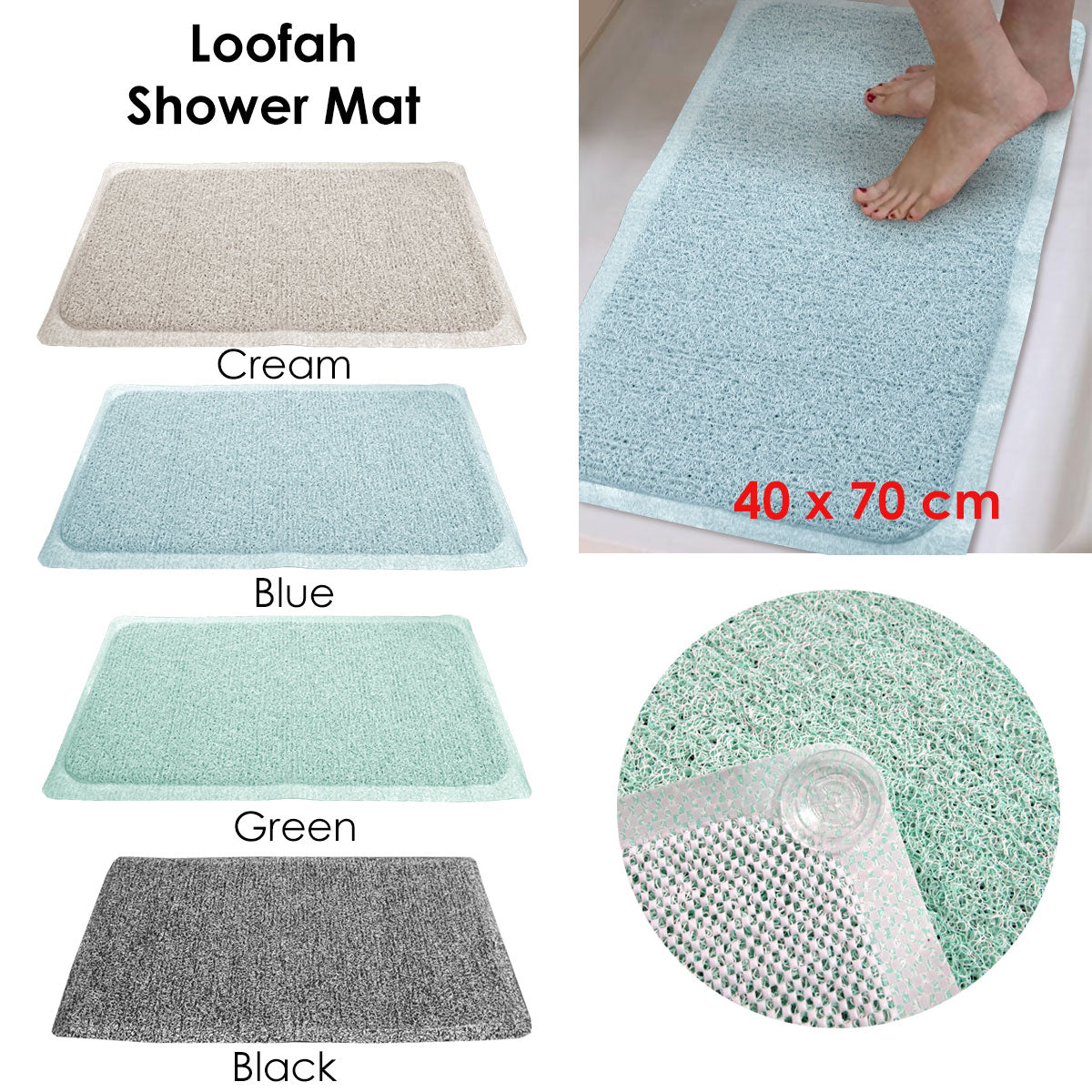 Loofah Shower Mat Green - 0
