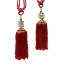 Elizabeth Pair of Curtain Tassel Rope Ties Red/Gold-1