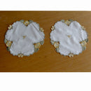 Set of 2 Embroidered Doilies Floral 8-1