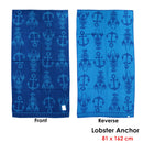 Jacquard Velour Reversible Beach Towel Blue Lobster Anchor-2