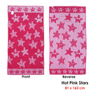 Jacquard Velour Reversible Beach Towel Hot Pink Stars-2