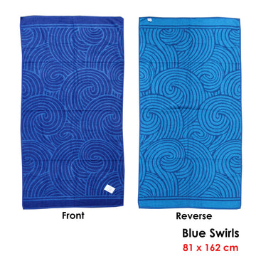 Jacquard Velour Reversible Beach Towel Blue Swirls - 0