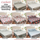 Hotel Living 3 Pce Light Weight Comforter Set Queen/King Corbett Floral Outlines-3