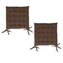 Set of 2 Chair Pads with Ties 40 x 40 cm Chocolate-1