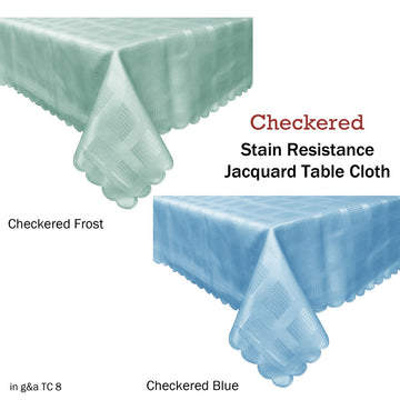 Jacquard Table Cloth Checkered Blue 180 cm Round - 0