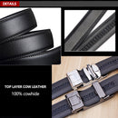 Genuine Leather Belt Men's Plate Reversible Buckle Business Dress Belts (Style 02)-2