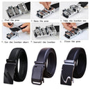 Genuine Leather Belt Men's Plate Reversible Buckle Business Dress Belts (Style 03)-3