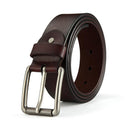 New Cowhide Leather Men Belt Pin Buckle Luxury Male Belts (Coffee)-1