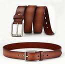 New Cowhide Leather Men Belt Pin Buckle Luxury Male Belts (Coffee)-3