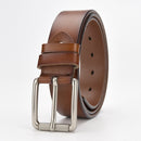 New Cowhide Leather Men Belt Pin Buckle Luxury Male Belts (Brown)-1